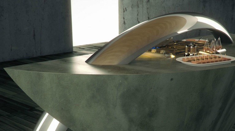 Bespoke kitchen worktop, concrete worktop custom design,